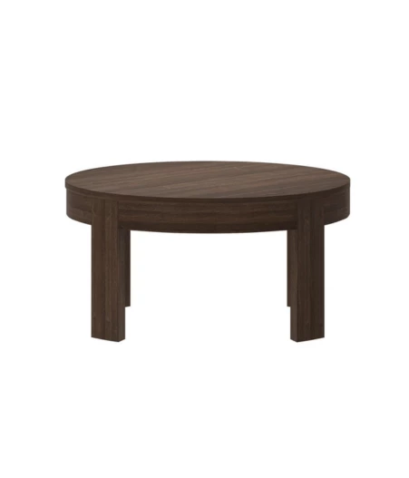 Plank and Beam Contour Round Coffee Table in Walnut